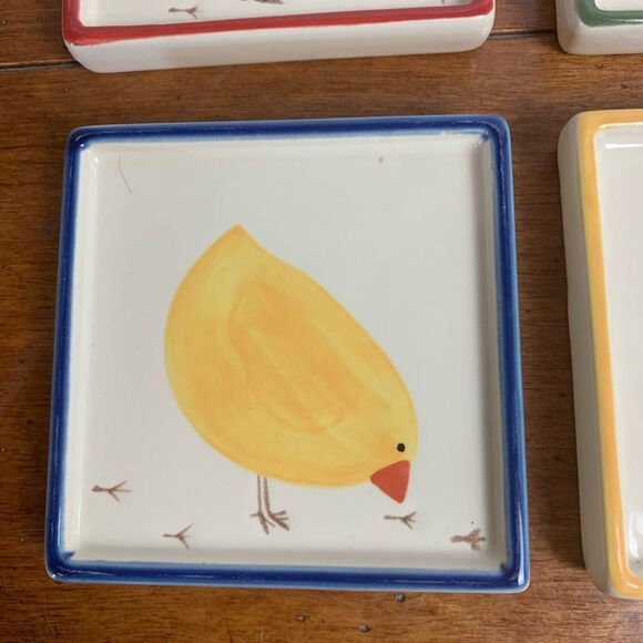 set of 4 Ceramic coasters funky fun chicks 3.5” - Picture 3 of 7